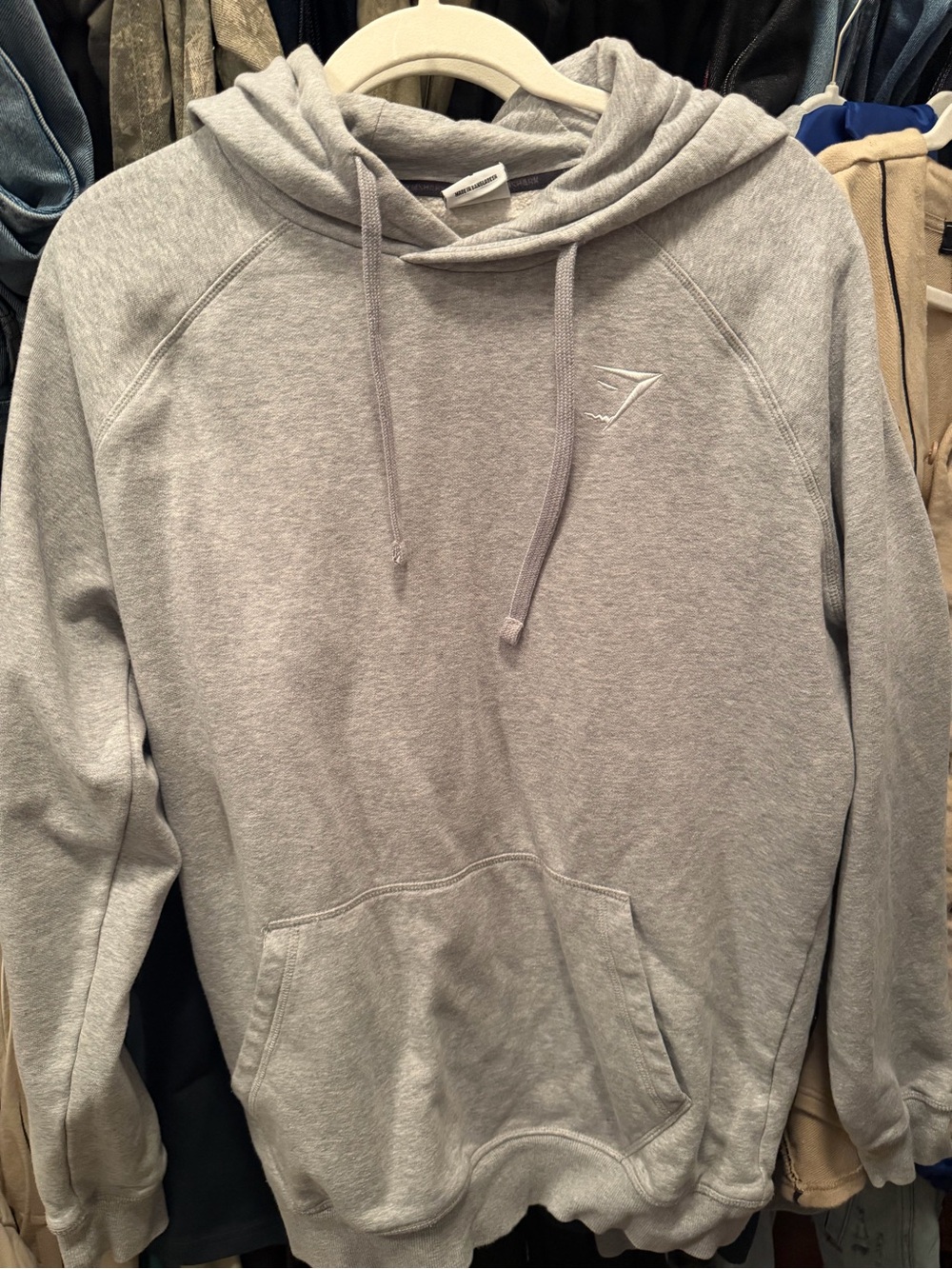 Gymshark Light Gray Pullover Hoodie with Subtle Logo